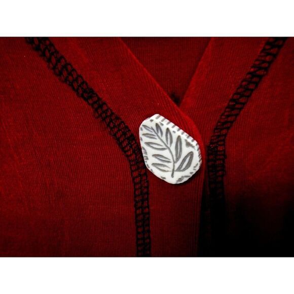 Piccalino Vtg Red Cardi Tank Traveler Tunic Length Asian Fern Faux 2Pc PLUS 18W - Picture 6 of 9